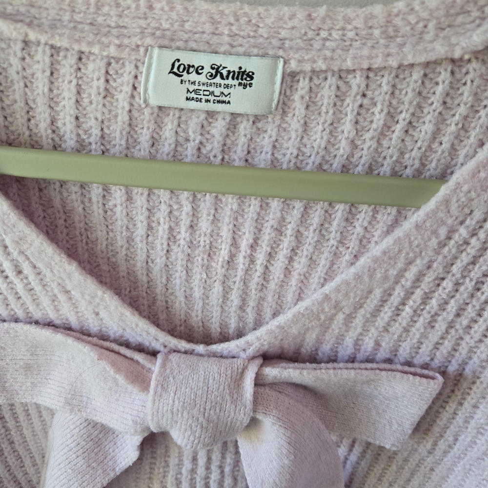 🎀🎀🎀Soft Girl Aesthetic: Lavender Bow-Front Crop Top SZ MED - Picture 3 of 7
